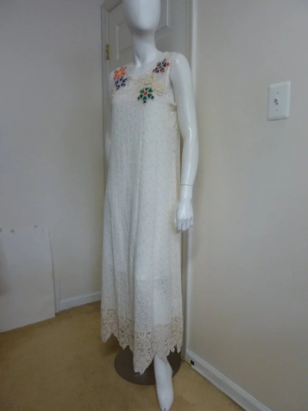 Johnny Was Natural Nydia Applique Tank Dress Slip - Picture 10 of 12